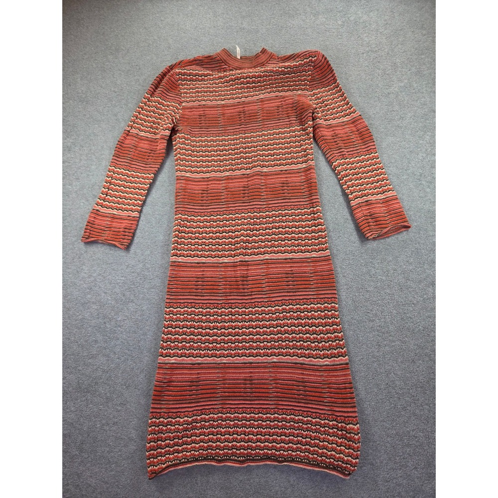 Free People Fair Isle Knit Mock Neck Sweater Dress Size Small Boho Fall Midi